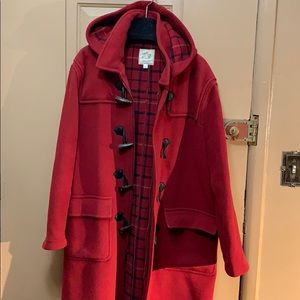 Burberry Red toggle wool coat